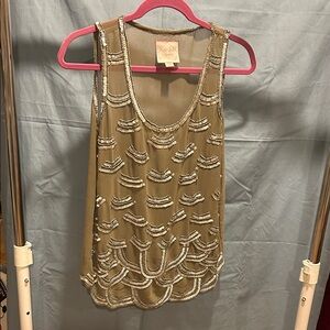 Romeo + Juliet Couture Gold Embellished Tank Top small